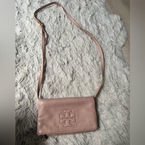 Tory Burch Dusty Pink Pebbled Leather Crossbody